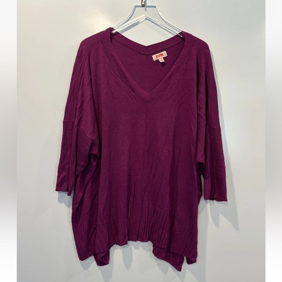 EVRI Purple V-Neck Tunic Sweater Womens Size 2X (1538) - Picture 1 of 5